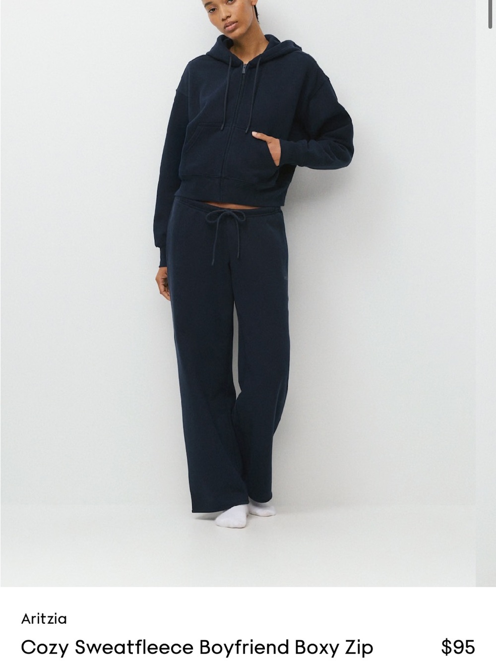 Aritzia Cozy Sweatfleece Boyfriend Boxy Zip Hoodie